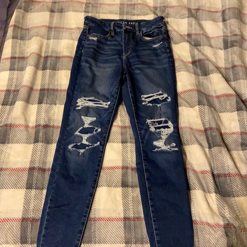 American Eagle Ripped dark blue Skinny Jeans